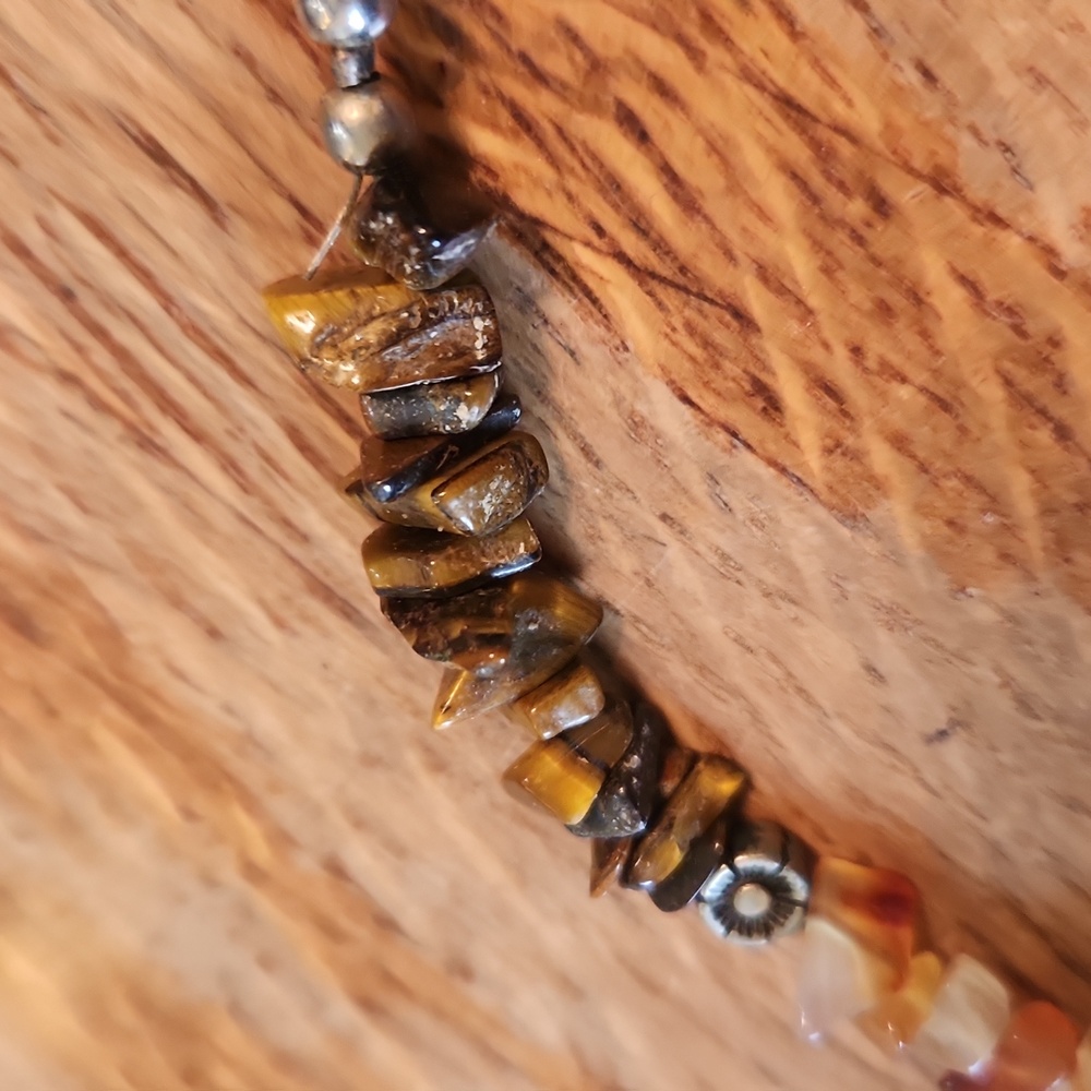 Native American Turquoise Tiger Eye Amber Necklace 17.5" - Picture 7 of 15